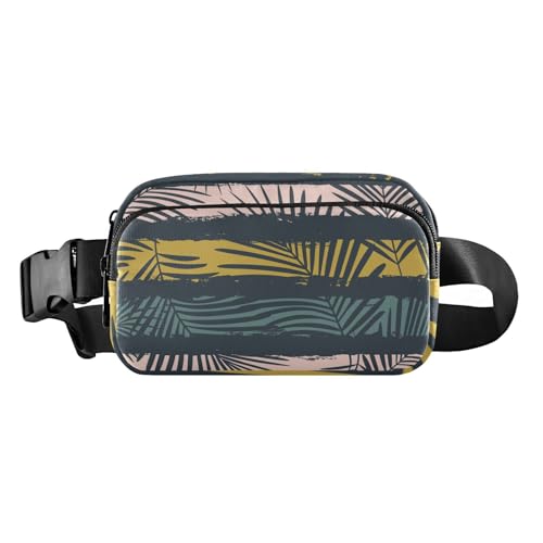 Sporttasche für Herren und Damen, trendige Mini-Hüfttasche mit verstellbarem Riemen für Reisen, Fitnessstudio, Arbeit, tropisches Boho-Muster, Palmenblätter, Palmenblätter mit tropischem Boho-Muster, von FRODOTGV