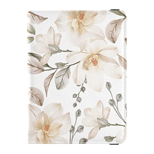 Spring Flowers Magnolia White Passport and Vaccine Card Holder Combo, Travel Passport Wallet, Leather Passport Holder Combo with Vaccine Card Slot for Women and Men, Frühlingsblumen Magnolie weiß, von FRODOTGV