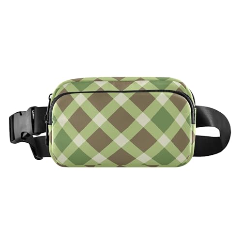 Stilvolle Bauchtasche, Bauchtasche, kariert, Grün, Gelb, Weiß, Braun, für Herren und Damen, große Kapazität, Brustgürtel, Bauchtasche mit verstellbarem Gurt, für Workout, Laufen, Wandern, Kariert, Stilvolle Bauchtasche, Bauchtasche, kariert, Grün, Gelb, Weiß, Braun, für Herren und Damen, große Kapazität, Brustgürtel, Bauchtasche mit verstellbarem Gurt, für Workout, Laufen, Wandern, Kariert, von FRODOTGV