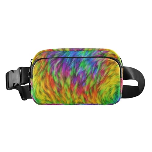 Stilvolle Gürteltasche, Crossbody-Tasche, Fellstruktur, Regenbogenfarben, für Damen, Herren, Teenager, wasserdicht, Crossbody-Tasche mit verstellbarem Riemen für Shopping, Sport, Arbeit, Fellstruktur, Stilvolle Gürteltasche, Crossbody-Tasche, Fellstruktur, Regenbogenfarben, für Damen, Herren, Teenager, wasserdicht, Crossbody-Tasche mit verstellbarem Riemen für Shopping, Sport, Arbeit, Fellstruktur, von FRODOTGV