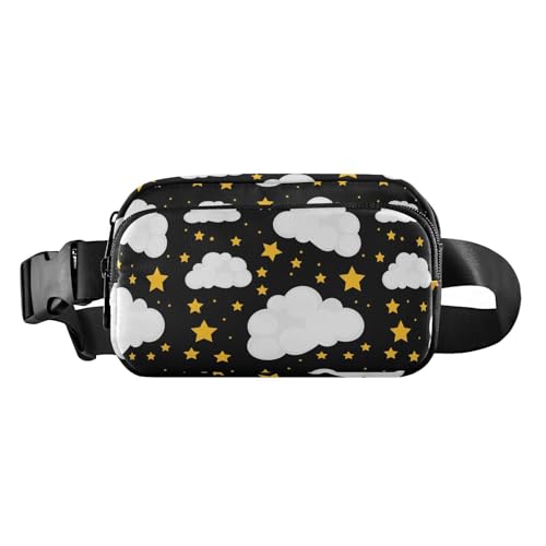 Stilvolle Gürteltasche, Umhängetasche, Sterne, weiße Wolke, für Damen, Herren, Teenager, große Kapazität, Crossbody-Tasche mit verstellbarem Riemen für Reisen, Urlaub, Laufen, Star White Cloud, 1 Size von FRODOTGV