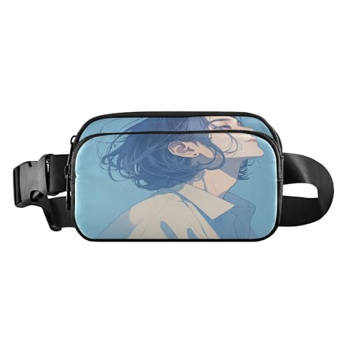 Stilvolle Umhängetasche für Jungen, für Damen, Herren, Teenager, wasserdicht, mit verstellbarem Gurt, für Workout, Laufen, Wandern, Hellblau, Ästhetischer Kampffisch, 1 size von FRODOTGV