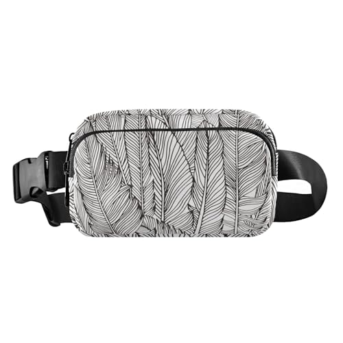 Süße Gürteltasche, Crossbody-Tasche, schwarze und weiße Federn, für Damen, Herren, Teenager, Mehrzweck-Crossbody-Tasche, Diebstahlschutz, Hüfttasche mit verstellbarem Gurt, für Radfahren, Wandern, von FRODOTGV