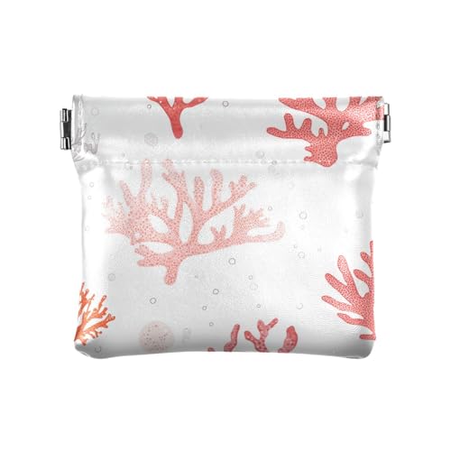 Süße Pfirsichkorallen Damen Kleine Leder Münzbörse Niedliche Mini Geldbörse Geldbörse für Mädchen Frauen Damen, Niedliche Pfirsichkorallen, 4.33"(L) x 3.74"(W) x 0.39"(H), Classic von FRODOTGV