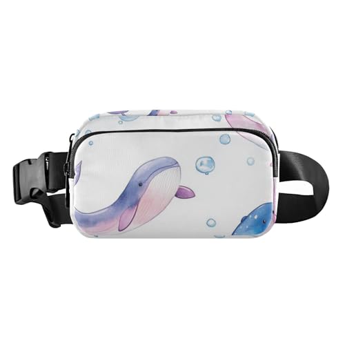 Süße blaue Wale modische Hüfttasche für Damen und Herren, große Kapazität, Schultertasche mit verstellbarem Gurt für Reisen, Einkaufen, Laufen, Niedliche Blauwale, 1 size von FRODOTGV