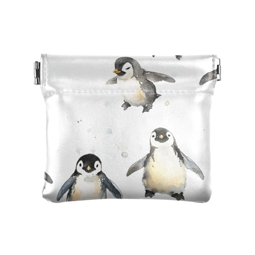 Süßer Pinguin Damen-Münzgeldbörse aus PU-Leder, wasserdicht, Kartenschlüssel-Organizer für Frauen und Mädchen, Süßer Pinguin, 4.33"(L) x 3.74"(W) x 0.39"(H), Classic von FRODOTGV