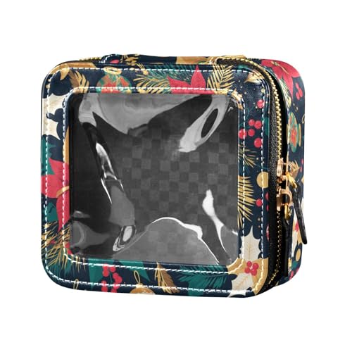 Tote Fisch-Skelette, wasserdicht, transparent, Make-up-Tasche für Damen und Mädchen, tragbarer Kosmetik-Organizer, Hautpflegebeutel, Buntes Weihnachtselement-Design, Einheitsgröße von FRODOTGV