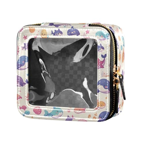 Trippy Mushrooms Make-up-Tasche aus Leder, transparent, für Damen und Mädchen, Kosmetik-Organizer, Kulturbeutel mit Reißverschluss, Meerestiere und Meerestiere, Einheitsgröße von FRODOTGV