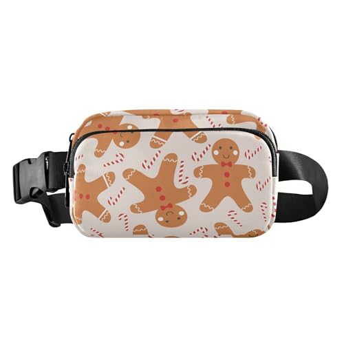 Umhängetasche für Damen, Herren, Teenager, niedlich, wasserabweisend, Hüfttasche, Bauchtasche mit verstellbarem Riemen für Radfahren, Wandern, Fitnessstudio, Weihnachtsmuster, Brot Mann, von FRODOTGV