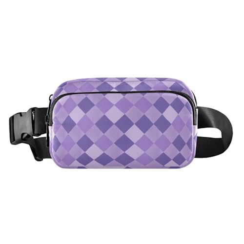 Umhängetasche für Damen, Herren, Teenager, stilvolle Mini-Umhängetasche, Hüfttasche mit verstellbarem Riemen für Reisen, Fitnessstudio, Arbeit, kariert, Violett, Dunkelviolett, Hellviolett, Plaid Umhängetasche für Damen, Herren, Teenager, stilvolle Mini-Umhängetasche, Hüfttasche mit verstellbarem Riemen für Reisen, Fitnessstudio, Arbeit, kariert, Violett, Dunkelviolett, Hellviolett, Plaid von FRODOTGV