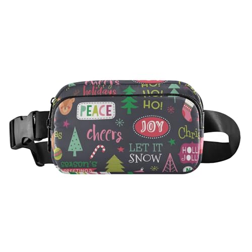 Umhängetasche für Damen und Herren, Diebstahlschutz, modische Mehrzweck-Umhängetasche, Hüfttasche mit verstellbarem Riemen für Reisen, Einkaufen, Laufen, buntes niedliches Weihnachtsmuster, Buntes von FRODOTGV