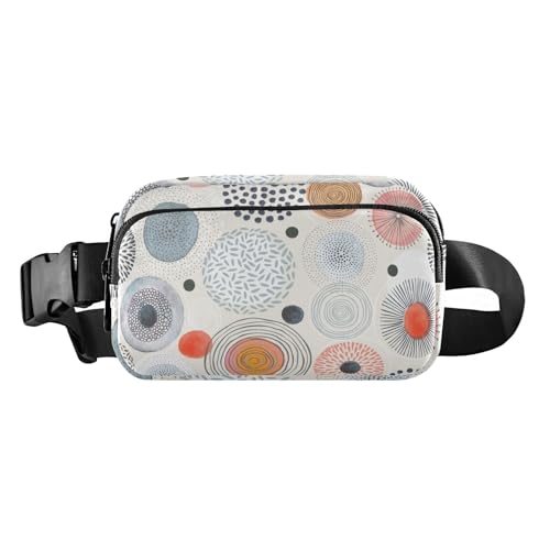 Umhängetasche für Herren und Damen, stilvolle große Kapazität, Hüfttasche mit verstellbarem Riemen für Reisen, Einkaufen, Laufen, Kritzelkreise, zufällig verteilt, Weiß, Kritzelkreise, zufällig von FRODOTGV