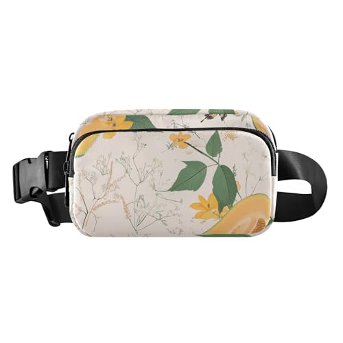 Umhängetasche mit Cartoon-Zedernholz-Motiv, Motiv: Waxwing Birds, Orange, stilvolle Umhängetasche, Hüfttasche für Damen und Herren, wasserdicht, mit verstellbarem Gurt, für Reisen, Urlaub, Laufen, 10 von FRODOTGV