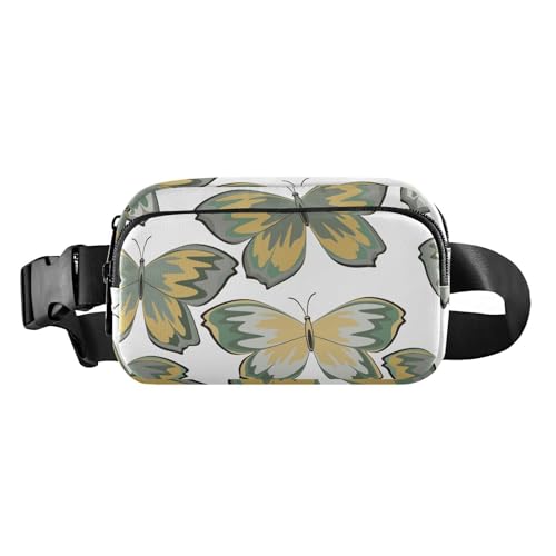 Umhängetasche mit buntem Schmetterling auf weißem Hintergrund, für Damen, Herren, Teenager, wasserabweisend, mit verstellbarem Riemen, für Reisen, Laufen, Wandern, Mehrfarbiger Schmetterling auf Weiß, von FRODOTGV