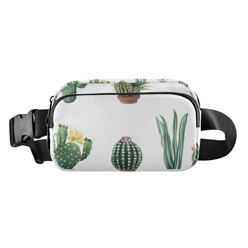 Umhängetasche mit grünem Kaktus, weiß, niedlich, für Damen, Herren, Teenager, große Kapazität, Croose-Körper-Geldbörse mit verstellbarem Riemen für Reisen, Urlaub, Laufen, Grüner Kaktus, Weiß, 1 size von FRODOTGV
