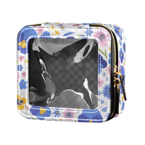 Underwater Creatures Make-up-Tasche mit Seestern, Seestern, Seepferdchen, niedlich, transparent, klein, für Geldbörse, Hautpflege, Kosmetik-Organizer für Damen, The Garden Stiefmütterchen, dreifarbig von FRODOTGV