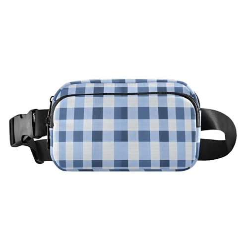 Wasserabweisende Gürteltasche mit verstellbarem Riemen, niedlicher Reißverschluss, Bauchtasche, Schultertasche, kariert, Blau und Weiß, für Herren, Damen, für Reisen, Urlaub, Laufen, Kariert, Blau und Wasserabweisende Gürteltasche mit verstellbarem Riemen, niedlicher Reißverschluss, Bauchtasche, Schultertasche, kariert, Blau und Weiß, für Herren, Damen, für Reisen, Urlaub, Laufen, Kariert, Blau und von FRODOTGV