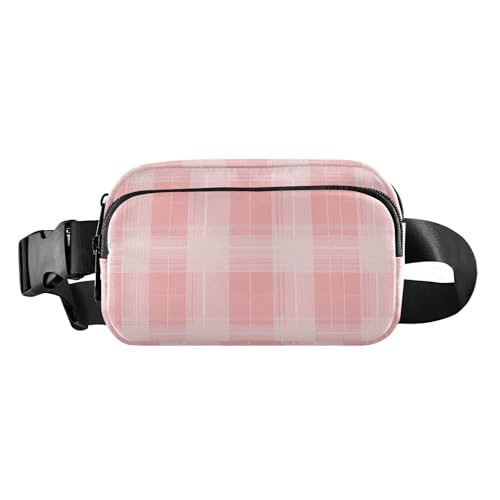 Wasserdichte Bauchtasche mit verstellbarem Riemen, modische Bauchtasche, kariert, pfirsichfarben und weiß, für Herren und Damen, für Reisen, Fitnessstudio, Arbeit, Kariert, pfirsichfarben und weiß, 1 Wasserdichte Bauchtasche mit verstellbarem Riemen, modische Bauchtasche, kariert, pfirsichfarben und weiß, für Herren und Damen, für Reisen, Fitnessstudio, Arbeit, Kariert, pfirsichfarben und weiß, 1 von FRODOTGV
