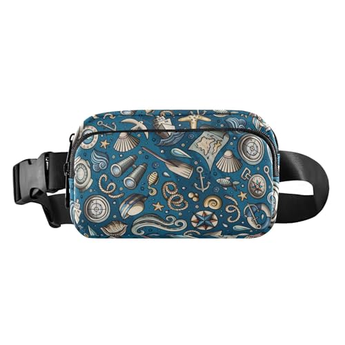 Wasserdichte Bauchtasche mit verstellbarem Riemen, modische Gürteltasche, Reise-Geldbörse, Cartoon, niedlich, maritim, marineblau, für Herren und Damen, für Reisen, Einkaufen, Laufen, Cartoon, von FRODOTGV