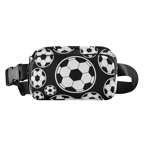 Wasserdichte Gürteltasche mit verstellbarem Riemen, niedliches Crossbody-Tasche, Fußball-Muster, Schwarz / Weiß, für Herren und Damen, zum Radfahren, Wandern, Fitnessstudio, Fußball-Muster, Schwarz / von FRODOTGV