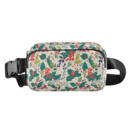Weihnachtliche Stechpalmenbeeren-Gürteltasche für Damen, Herren, Teenager, trendige Bauchtasche für Radfahren, Wandern, Fitnessstudio, Weihnachts-Stechpalmenbeeren, 1 Size von FRODOTGV