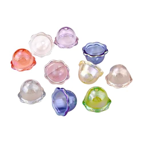 10 elegante Acrylglocken-Anhänger aus Acryl mit mehreren Blütenblättern, Perlenkappen für Schmuck und Bastelprojekte, Schmuck-Bastelbedarf, Einheitsgröße, Wie beschrieben, Wie beschrieben von FROMCEO