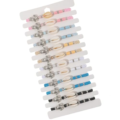 12-teiliges verstellbares geflochtenes Schildkröten-Armband-Set mit Metalllegierung, Kristall, türkisfarbenen Holzperlen für Damen und Herren, Schmuck-Holzperlen-Set, Einheitsgröße, Wie beschrieben 12-teiliges verstellbares geflochtenes Schildkröten-Armband-Set mit Metalllegierung, Kristall, türkisfarbenen Holzperlen für Damen und Herren, Schmuck-Holzperlen-Set, Einheitsgröße, Wie beschrieben von FROMCEO