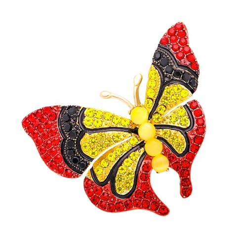Brosche mit Strasssteinen und Schmetterling, modische Abendgarderobe, Anstecknadel, Kleidung, Accessoires, gesellschaftliche Veranstaltungen, Schmuck, bunte Strasssteine, Brosche, Hochzeit von FROMCEO