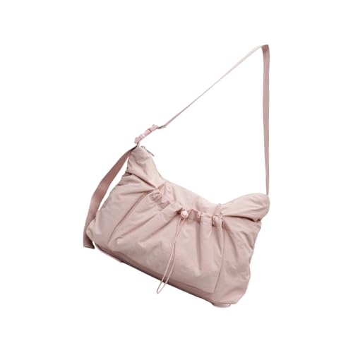 Damen-Umhängetasche mit Kordelzug, Schultasche, plissiert, große Kapazität, Kuriertasche für den täglichen koreanischen Stil, Crossbody für Damen, plissiert, Kuriertasche, Segeltuch-Schulter, a, One von FROMCEO
