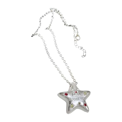 FROMCEO Einzigartiger Fünf-Punkt-Stern-Anhänger, Halskette, Dopamin-Zirkon-Legierung, lange Kette für lässige Outfits und Geschenke, vielseitiger Stern-Anhänger zum Schichten, Einheitsgröße, Wie von FROMCEO