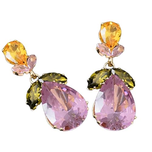 FROMCEO Elegante Halskette und Ohrringe in Tropfenform mit bunten Zirkonia, einzigartiges Schmuck-Accessoire für modische Frauen, trendiges Damen-Accessoire, Einheitsgröße, Wie beschrieben, Wie von FROMCEO