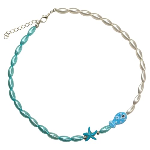 FROMCEO Handgefertigte Clownfisch-Halskette, auffällige Perlen-Halskette mit Fisch-Anhänger, Accessoire für Mode-Enthusiasten, verstellbares Perlenhalsband, Einheitsgröße, Wie beschrieben, Wie von FROMCEO