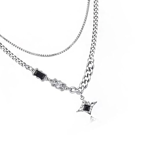 FROMCEO Hip-Hop-inspirierte, doppellagige Halskette mit Stern-Anhänger, trendiger Schmuck, minimalistisches Paar, Geschenk, Freizeitkleidung, Accessoire, doppellagige Herren-Halskette FROMCEO Hip-Hop-inspirierte, doppellagige Halskette mit Stern-Anhänger, trendiger Schmuck, minimalistisches Paar, Geschenk, Freizeitkleidung, Accessoire, doppellagige Herren-Halskette von FROMCEO