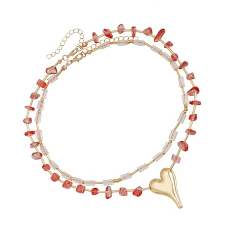 FROMCEO Leichte Halskette mit doppelschichtigem Kristallanhänger, modisches Accessoire für lässige oder formelle Outfits, leichte Legierung, Party-Halskette, Einheitsgröße, Wie beschrieben, Wie von FROMCEO