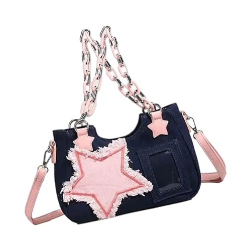 FROMCEO Modische Jeans-Unterarmtasche mit abnehmbarem Kettenriemen, kompakte Damen-Umhängetasche, Outdoor-Accessoire, Event-Tasche, besondere Anlässe, B, One Size FROMCEO Modische Jeans-Unterarmtasche mit abnehmbarem Kettenriemen, kompakte Damen-Umhängetasche, Outdoor-Accessoire, Event-Tasche, besondere Anlässe, B, One Size von FROMCEO