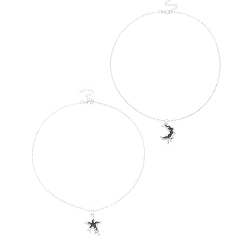 FROMCEO Modische Stern- und Mond-Halsketten für trendige Frauen, Teenager, Mädchen, beste Freundin, Schmuck-Set, besondere Geschenke, 2 Stück von FROMCEO