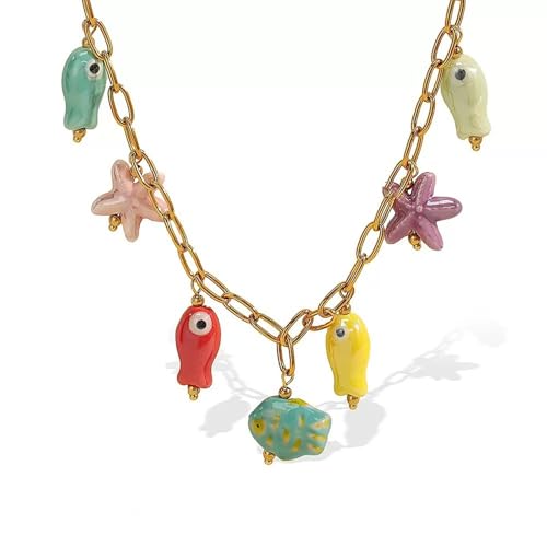 FROMCEO Modisches Schmuck-Accessoire mit Fisch- und Seestern-Designs, verstellbare Kette, für den täglichen Gebrauch, Ozeanik-inspirierter Schmuck, Einheitsgröße, Wie beschrieben, Wie beschrieben von FROMCEO