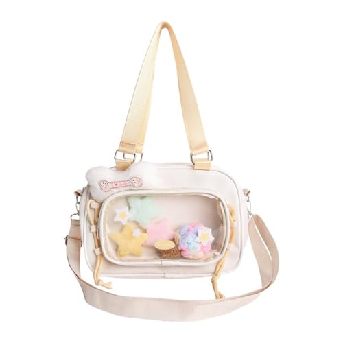 FROMCEO Stilvolle Nylon-Umhängetasche, ergonomisches Design mit mehreren Taschen, Schultertasche, lässiger Satchel für Arbeit oder Reisen, leichte Nylontasche, beige, One Size von FROMCEO