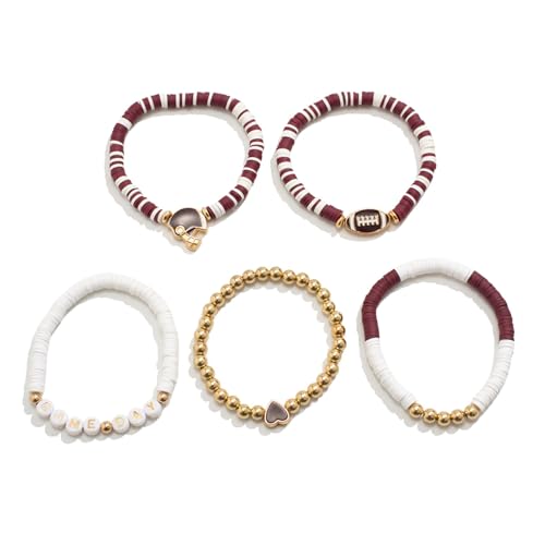 Modischer Fußball-Anhänger, verstellbare Perlen, Handketten, elastisches Armband, Modeschmuck für Damen und Herren, Acrylperle, Einheitsgröße, Wie beschrieben von FROMCEO