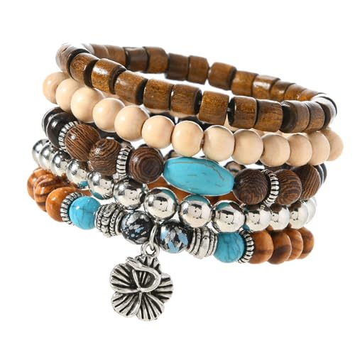 Natürliche Kokosnussschalen-Perle mit türkisem Akzent für Damen, Schmuck, Handgelenk-Zubehör, Kokosnussschale für den täglichen Gebrauch, Einheitsgröße, Wie beschrieben von FROMCEO