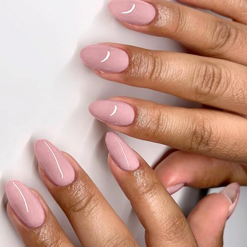 Pinkness Kunstnägel zum Aufdrücken, Mandel, glänzend, zum Aufkleben, volle Abdeckung, Acryl-Stick, für Frauen von FROMCEO
