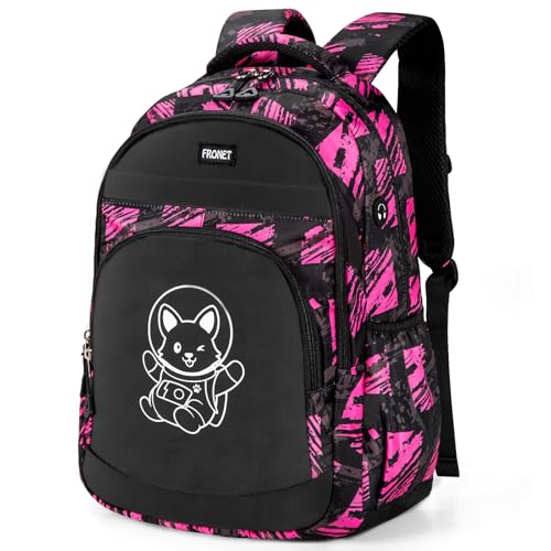 Schulrucksack Mädchen Teenager Rucksack Tagesrucksack Kinder Schulranzen Schultaschen Set für Schule 2 3 4 5 6 7 8 Klasse 9 10 11 12 13 14 15 Jahre Ranzen Kinderrucksack Laptop Rot Daypack Wasserdicht von FRONET