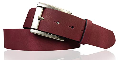 FRONHOFER Basic Gürtel 4 cm aus echtem Leder mit schöner altsilbernen Schnalle, Jeansgürtel, Anzuggürtel 18616, Größe:Körperumfang 85 cm/Gesamtlänge 100 cm, Farbe:Bordeaux von FRONHOFER