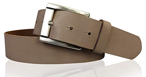 FRONHOFER Basic Gürtel 4 cm aus echtem Leder mit schöner altsilbernen Schnalle, Jeansgürtel, Anzuggürtel 18616, Größe:Körperumfang 90 cm/Gesamtlänge 105 cm, Farbe:Taupe von FRONHOFER