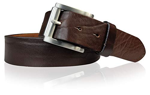 FRONHOFER Best Patina® hochwertiger 4 cm Ledergürtel mit massiver Edelstahlschnalle, matt gebürstet 18659, Größe:Körperumfang 125 cm/Gesamtlänge 140 cm, Farbe:Dunkelbraun von FRONHOFER