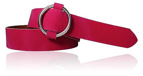 FRONHOFER Damengürtel, große Ring-Schnalle stufenlos einstellbar, echtes weiches Leder 18615, Größe:Körperumfang 85 cm/Gesamtlänge 100 cm, Farbe:Pink von FRONHOFER