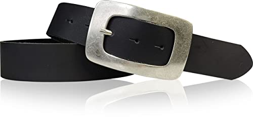 FRONHOFER Gürtel Damen 4 cm, große Schnalle in altsilber Optik, Hüftgürtel Damen 18421, Größe:Körperumfang 85 cm/Gesamtlänge 100 cm, Farbe:Schwarz von FRONHOFER