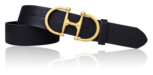 FRONHOFER Gürtel Damen 4 cm mit goldener Schmuckschnalle, echt vergoldet, Horse-bit Schnalle, 19093, Größe:Körperumfang 85 cm/Gesamtlänge 100 cm, Farbe:Schwarz von FRONHOFER