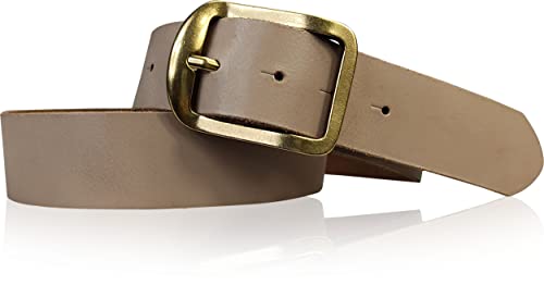 FRONHOFER Gürtel 4 cm, messing Gürtelschnalle rechteckig, Rindsleder, echter Ledergürtel, 17625, Größe:Körperumfang 125 cm/Gesamtlänge 140 cm, Farbe:Taupe von FRONHOFER