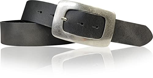 FRONHOFER Gürtel Damen 4 cm, große Schnalle in altsilber Optik, Hüftgürtel Damen 18421, Größe:Körperumfang 115 cm/Gesamtlänge 130 cm, Farbe:Grau von FRONHOFER